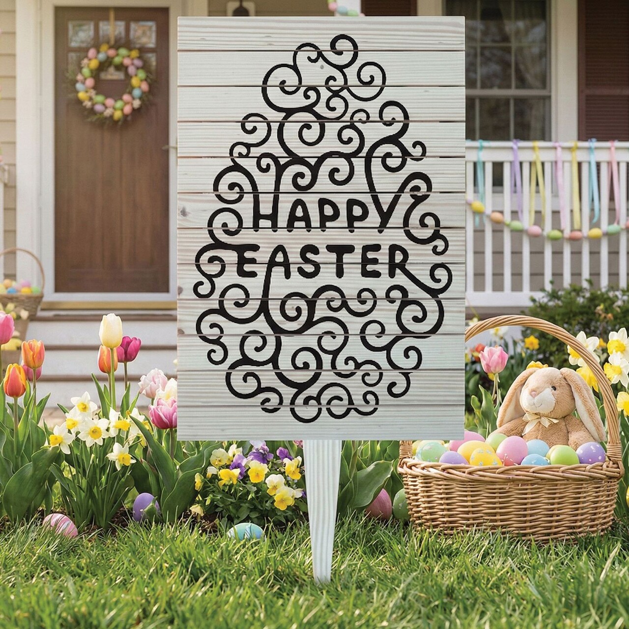 Semn de curte, Elegant Easter Egg, 38x58 cm, Multicolor - imagine 5